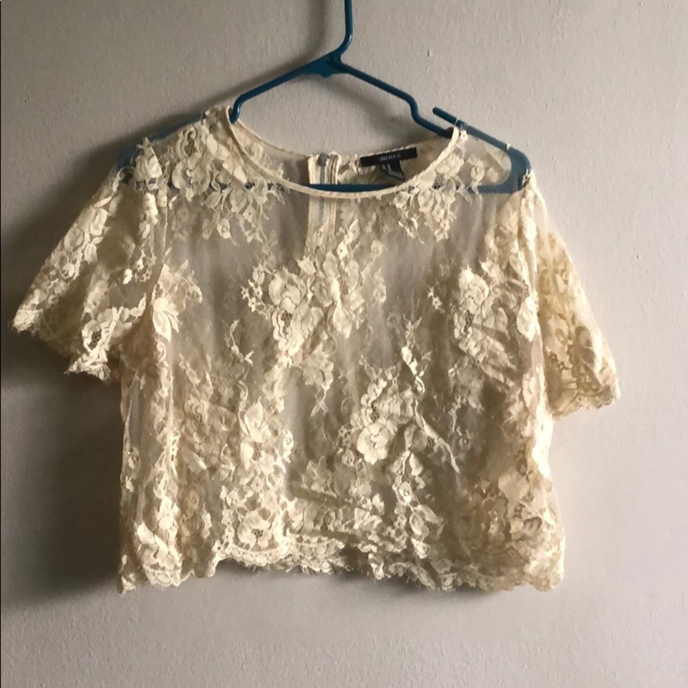 Lace yellow crop top